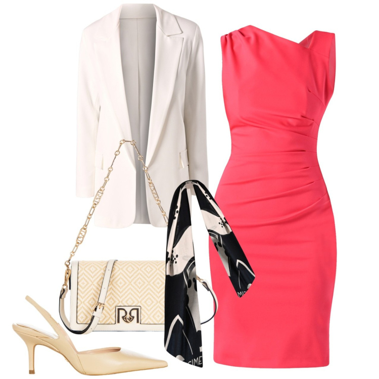 Outfit donna - Rinascimento - Collezione cerimonie. Stile Chic per Cerimonia. Abbinamento con vestiti asimmetrici, borse a tracolla, blazer, décolleté, sciarpe.