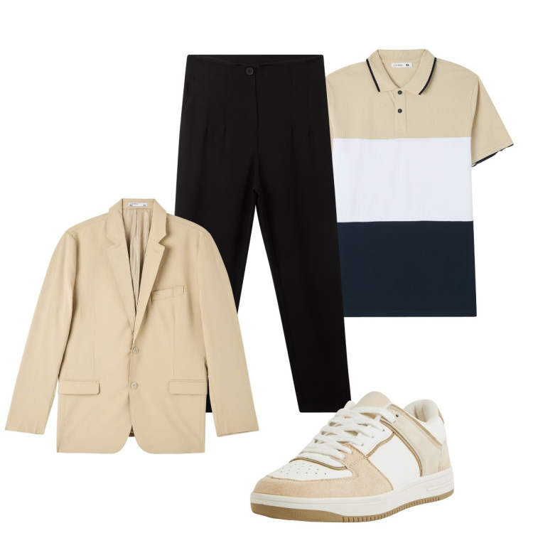 Outfit uomo - Semplice casual. Stile Casual per Tutti i giorni. Abbinamento con pantaloni chino, giacche, polo, sneakers.