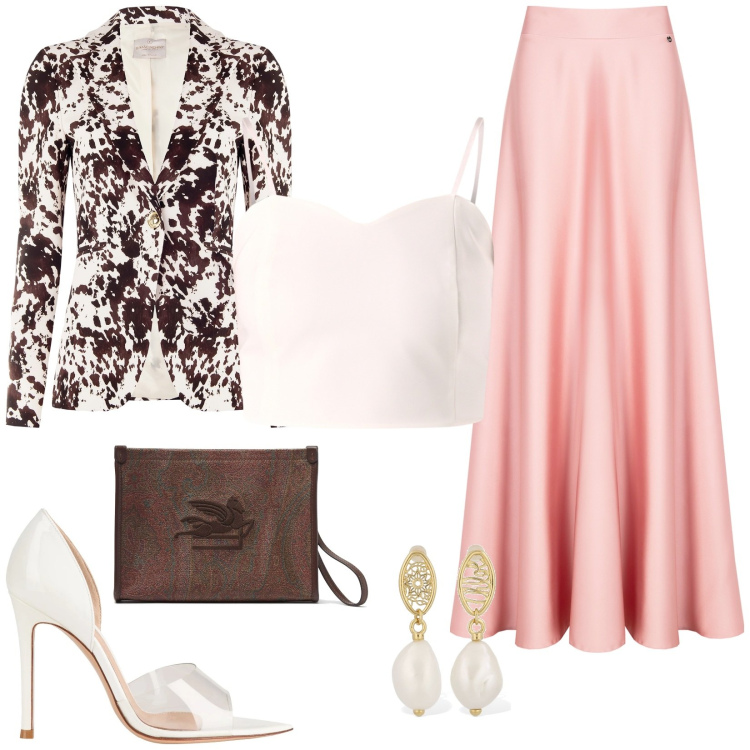 Outfit donna - Mix and match per una cerimonia. Stile Glamour per Cerimonia. Abbinamento con décolleté, canottiere, blazer, gonne, orecchini, clutch.