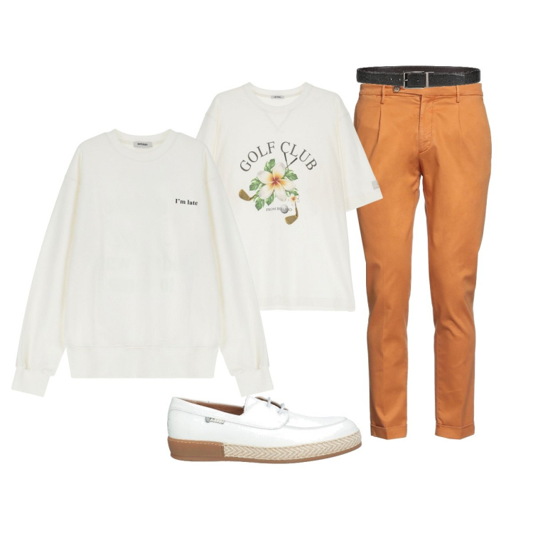 Outfit uomo - I pantaloni arancioni. Stile Trendy per Tutti i giorni. Abbinamento con pantaloni, scarpe stringate, cinture, t-shirt, felpe.