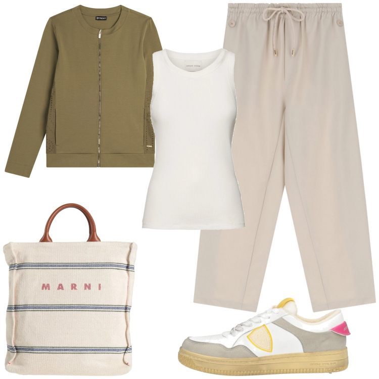 Outfit donna - Comfort e stile. Stile Basic per Tutti i giorni. Abbinamento con borse a mano, sneakers, pantaloni sportivi, felpe, canottiere.