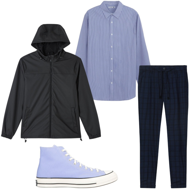 Outfit uomo - Raffinato casual. Stile Casual per Tutti i giorni. Abbinamento con sneakers alte, camicie, giacche, pantaloni.
