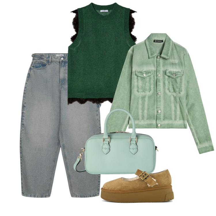 Outfit donna - Aprile. Stile Chic per Tutti i giorni. Abbinamento con jeans, blazer, décolleté, top, borse a mano.