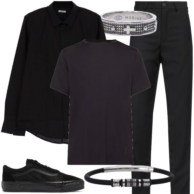 Outfit uomo - Lucretia my reflection. Stile Biker Rock per Tutti i giorni. Abbinamento con pantaloni, anelli, braccialetti, camicie, sneakers, t-shirt.