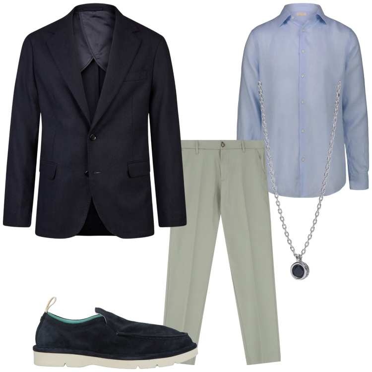 Outfit uomo - Total look #2107475. Stile Business/Elegante per Serata speciale. Abbinamento con scarpe stringate, collane, pantaloni, giacche, camicie.