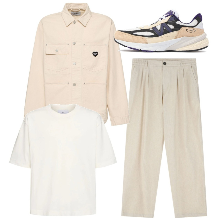 Outfit uomo - Toni chiari. Stile Casual per Tutti i giorni. Abbinamento con pantaloni, sneakers, giacche, t-shirt.