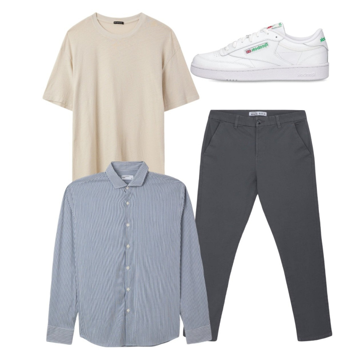 Outfit uomo - Grigio. Stile Casual per Tutti i giorni. Abbinamento con pantaloni chino, t-shirt, camicie, sneakers.