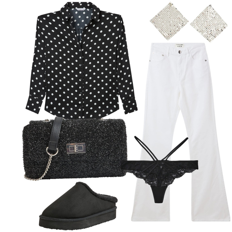 Outfit donna - Terranova con amici. Stile Urban per Tutti i giorni. Abbinamento con jeans a zampa, camicie, sabot, borse a tracolla, orecchini, perizomi.
