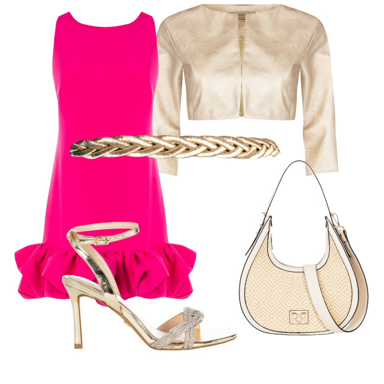 Outfit donna - Facciamo festa. Stile Bon Ton per Cerimonia. Abbinamento con bolero, vestiti, cinture, sandali col tacco, borse a mano.