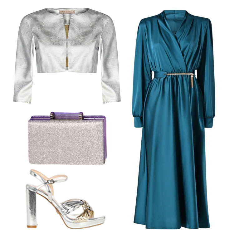Outfit donna - Battesimo. Stile Chic per Cerimonia. Abbinamento con bolero, vestiti, sandali in pelle, pochette.