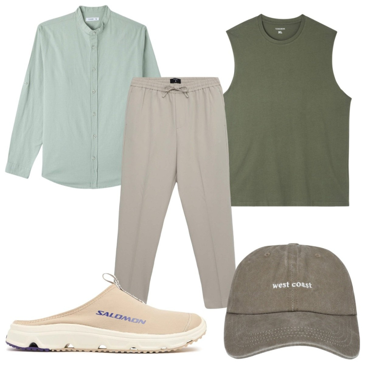 Outfit uomo - Total look #2107906. Stile Trendy per Tutti i giorni. Abbinamento con camicie, t-shirt, cappelli, pantaloni, sneakers.