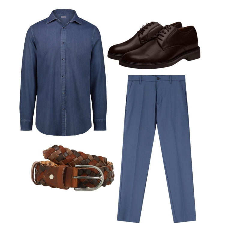 Outfit uomo - Accessori in pelle. Stile Business/Elegante per Serata speciale. Abbinamento con pantaloni, cinture, scarpe stringate, camicie.