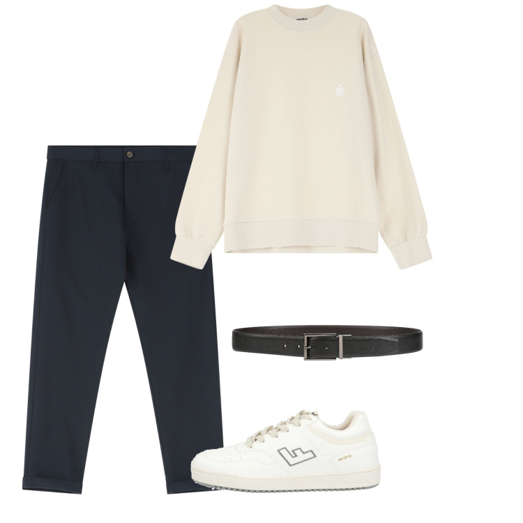 Outfit uomo - Semplice semplice. Stile Casual per Tutti i giorni. Abbinamento con sneakers, cinture, pantaloni chino, felpe.