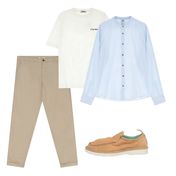 Outfit uomo - Pantaloni cropped. Stile Casual per Tutti i giorni. Abbinamento con scarpe stringate, camicie, t-shirt, pantaloni chino.