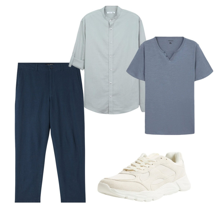 Outfit uomo - Total look city. Stile Casual per Tutti i giorni. Abbinamento con pantaloni, sneakers, camicie, t-shirt.