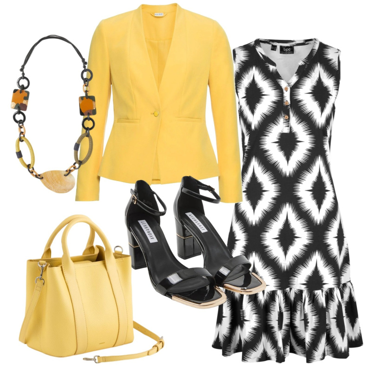 Outfit donna - Ape in città. Stile Urban per Tutti i giorni. Abbinamento con vestiti, blazer, sabot, borse a mano, collane.