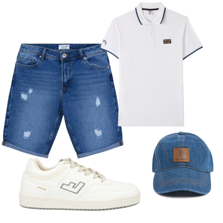 Outfit uomo - Total look #2108254. Stile Casual per Tutti i giorni. Abbinamento con sneakers, polo, bermuda, cappelli.