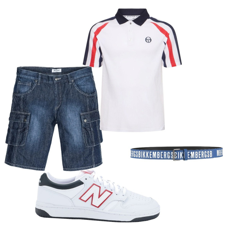 Outfit uomo - Total look #2108274. Stile Casual per Tutti i giorni. Abbinamento con bermuda, cinture, sneakers, polo.
