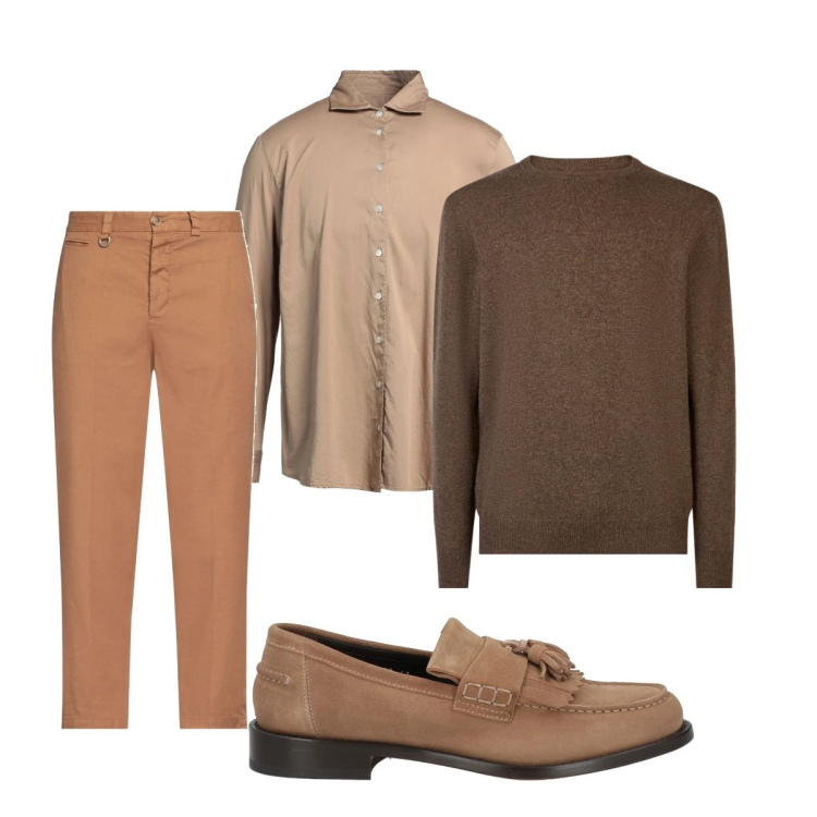 Outfit uomo - Total look #2108278. Stile Business/Elegante per Ufficio. Abbinamento con pantaloni chino, camicie, scarpe stringate, maglieria.