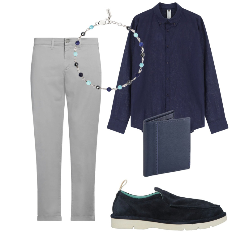 Outfit uomo - Pantaloni cropped. Stile Trendy per Tutti i giorni. Abbinamento con pantaloni chino, scarpe stringate, braccialetti, camicie, portafogli.