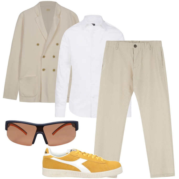 Outfit uomo - Le sneakers gialle. Stile Trendy per Cerimonia. Abbinamento con occhiali da sole, sneakers, pantaloni, camicie, cardigans.