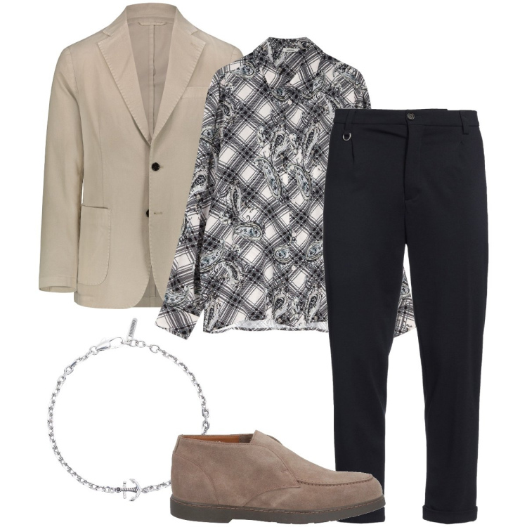 Outfit uomo - I mocassini alti. Stile Trendy per Serata speciale. Abbinamento con stivali e stivaletti, pantaloni chino, braccialetti, camicie, giacche.