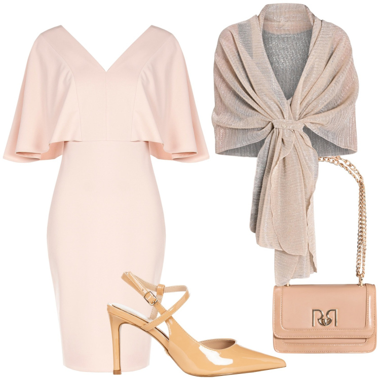 Outfit donna - Brunch. Stile Bon Ton per Cerimonia. Abbinamento con stole, vestiti a tubino, borse a tracolla, décolleté.