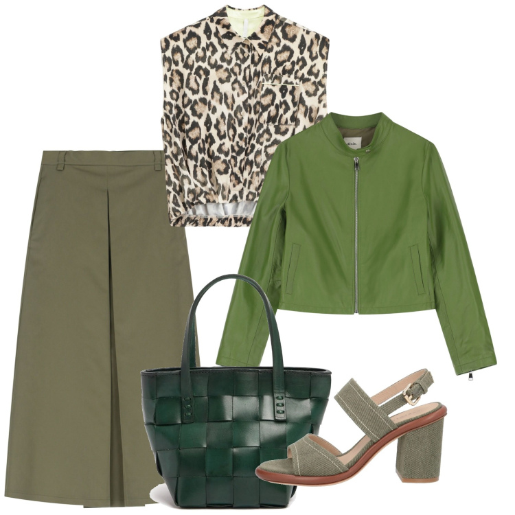 Outfit donna - Pomeriggio chic. Stile Chic per Tutti i giorni. Abbinamento con sandali in pelle, camicie, gonne lunghe, giacche, borse a mano.