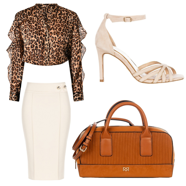 Outfit donna - Total look #2108529. Stile Chic per Cerimonia. Abbinamento con sandali col tacco, borse a mano, gonne, camicie.