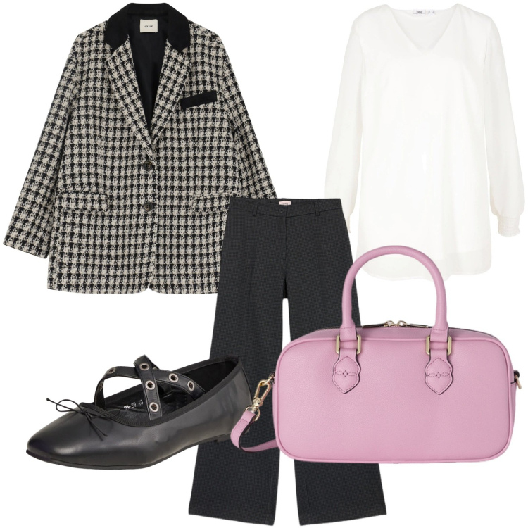 Outfit donna - La borsa bauletto. Stile Glamour per Tutti i giorni. Abbinamento con tuniche, ballerine, blazer, pantaloni, borse a mano.