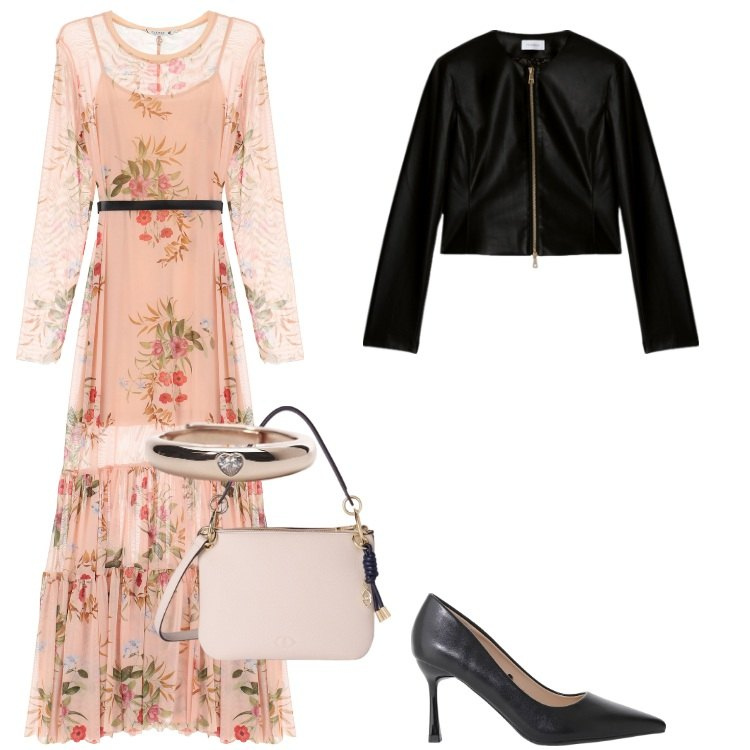Outfit donna - Total look #2108595. Stile Rock per Tutti i giorni. Abbinamento con anelli, vestiti lunghi, décolleté, blazer, borse a tracolla.