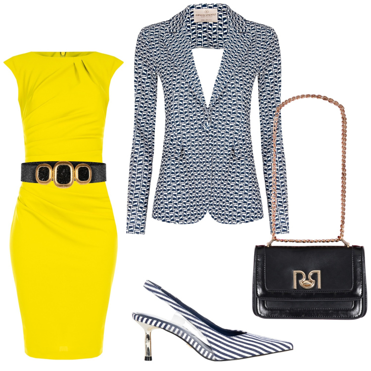 Outfit donna - Finalmente il sole. Stile Bon Ton per Cerimonia. Abbinamento con blazer, vestiti a tubino, décolleté, borse a tracolla, cinture.