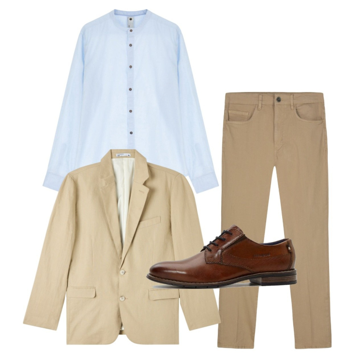 Outfit uomo - Total look. Stile Casual per Tutti i giorni. Abbinamento con scarpe stringate, giacche, camicie, pantaloni.