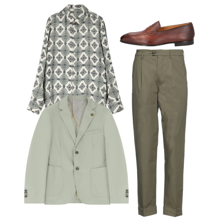 Outfit uomo - Total look. Stile Casual per Tutti i giorni. Abbinamento con pantaloni, scarpe stringate, camicie, giacche.