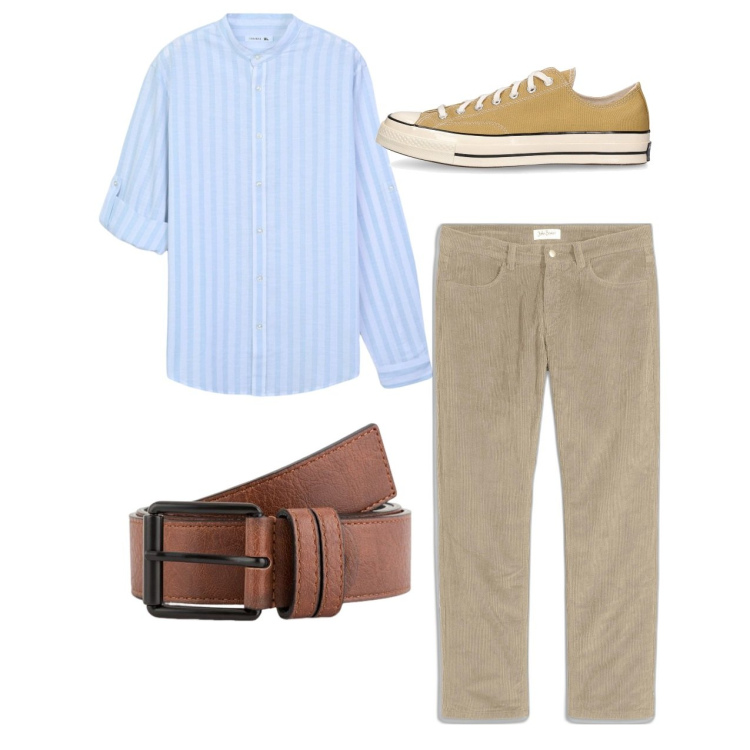 Outfit uomo - Total look. Stile Casual per Tutti i giorni. Abbinamento con pantaloni, camicie, sneakers, cinture.