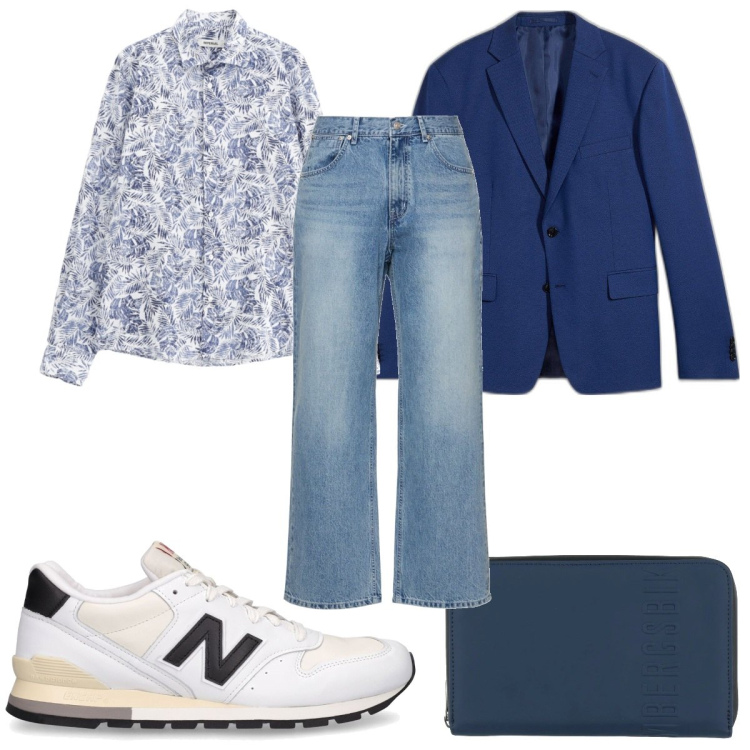 Outfit uomo - Total look #2108726. Stile Trendy per Tutti i giorni. Abbinamento con giacche, portafogli, camicie, jeans, sneakers.
