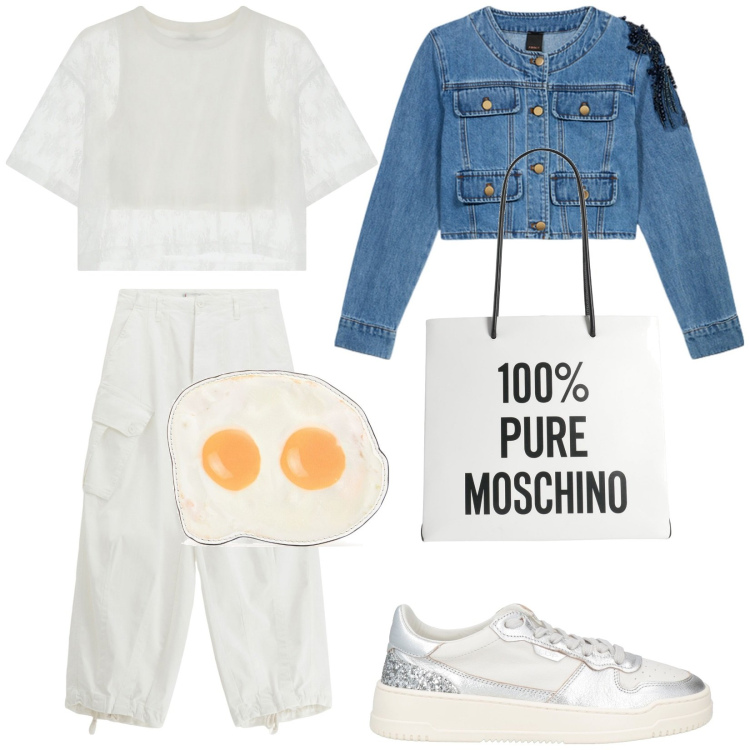 Outfit donna - Total look #2108739. Stile Urban per Tutti i giorni. Abbinamento con sneakers, borse a spalla, pantaloni, t-shirt, portafogli, blazer.