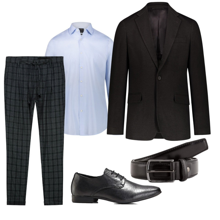Outfit uomo - Pasqua. Stile Business/Elegante per Cerimonia. Abbinamento con scarpe stringate, giacche, pantaloni, camicie, cinture.