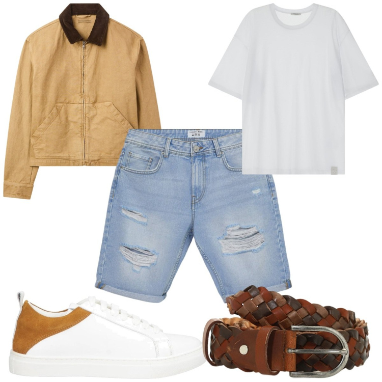 Outfit uomo - Total look #2108766. Stile Casual per Tutti i giorni. Abbinamento con sneakers, cappotti, bermuda, t-shirt, cinture.