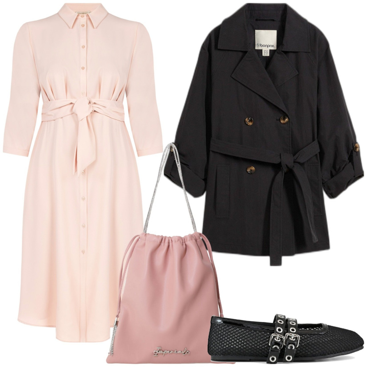 Outfit donna - Abito bon ton. Stile Bon Ton per Tutti i giorni. Abbinamento con trench, vestiti lunghi, borse a secchiello, ballerine.