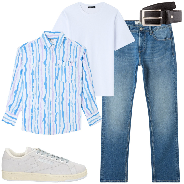 Outfit uomo - Total look #2108850. Stile Casual per Tutti i giorni. Abbinamento con sneakers, camicie, jeans, t-shirt, cinture.