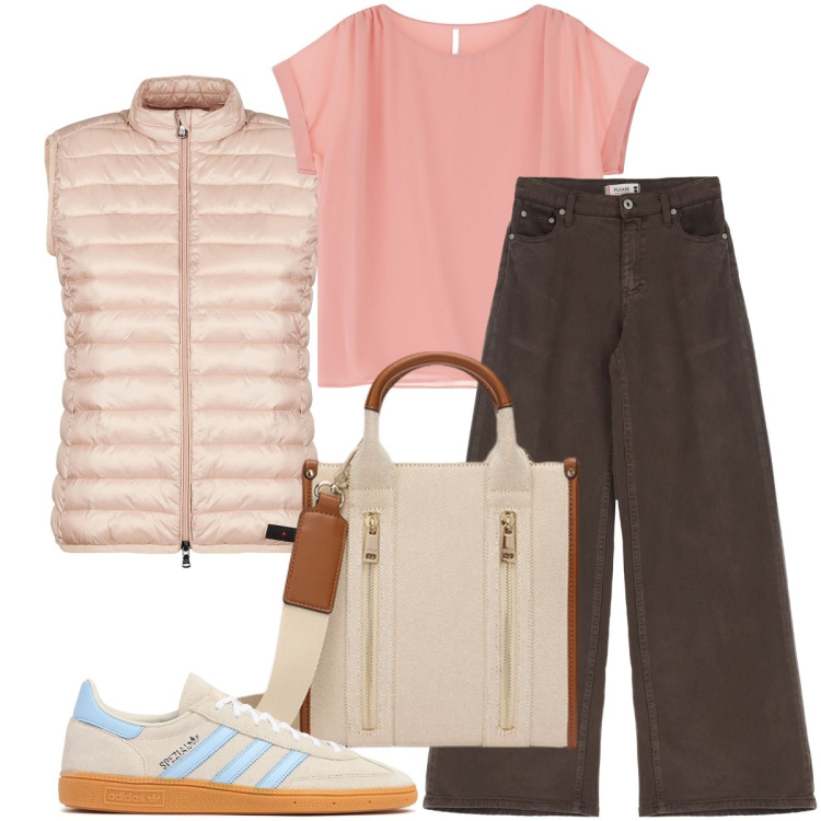 Outfit donna - Lo smanicato in primavera. Stile Urban per Tutti i giorni. Abbinamento con pantaloni, t-shirt, piumini, sneakers, borse tote.