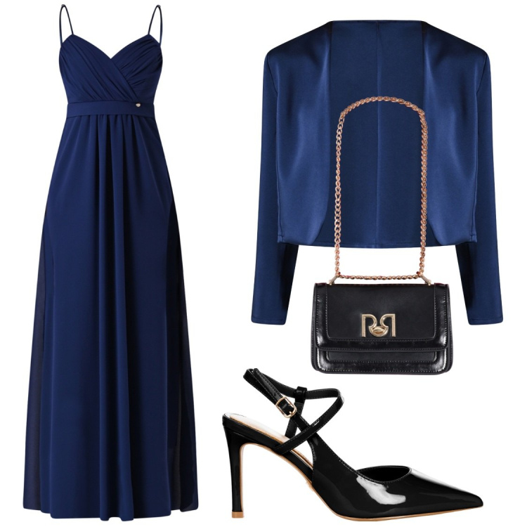 Outfit donna - Rinascimento collezione cerimonie. Stile Chic per Cerimonia. Abbinamento con vestiti lunghi, décolleté, bolero, borse a tracolla.