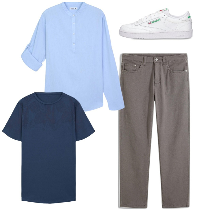 Outfit uomo - Total look. Stile Casual per Tutti i giorni. Abbinamento con pantaloni, camicie, t-shirt, sneakers.