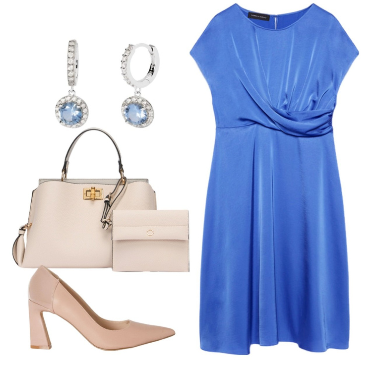 Outfit donna - Cerimonia. Stile Chic per Cerimonia. Abbinamento con orecchini, vestiti midi/longuette, borse a mano, décolleté.