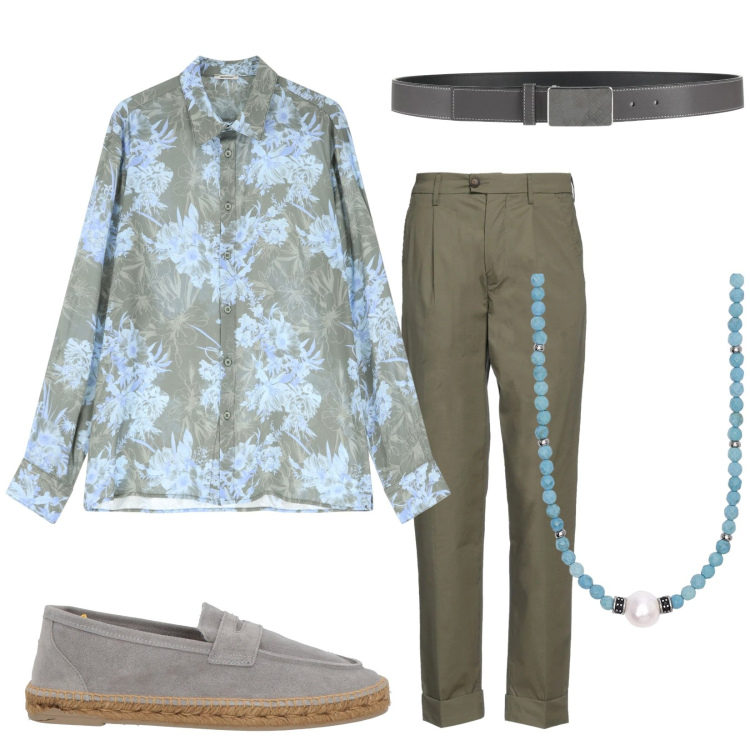 Outfit uomo - Total look #2109429. Stile Trendy per Serata speciale. Abbinamento con pantaloni, cinture, espadrillas, collane, camicie.
