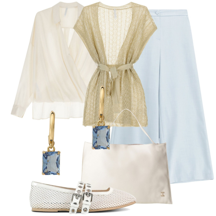 Outfit donna - Imperial urban edge. Stile Casual chic per Ufficio. Abbinamento con cappotti, pantaloni, bluse, borse a spalla, orecchini, ballerine.