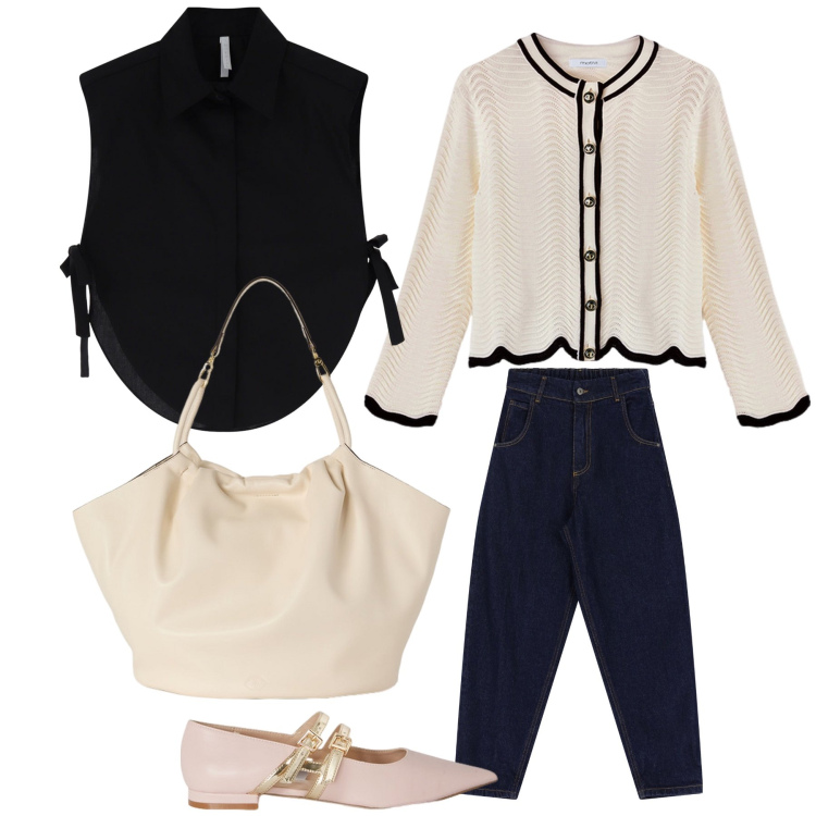 Outfit donna - Un po’ di romanticismo tutti i giorni. Stile Romantica per Tutti i giorni. Abbinamento con camicie, jeans, borse a secchiello, ballerine, cardigans.