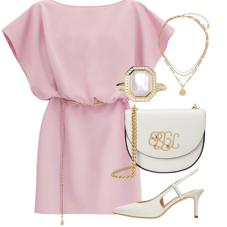 Outfit donna - Total look #2109573. per Ufficio. Abbinamento con anelli, vestiti corti, ciondoli, borse a tracolla, décolleté.