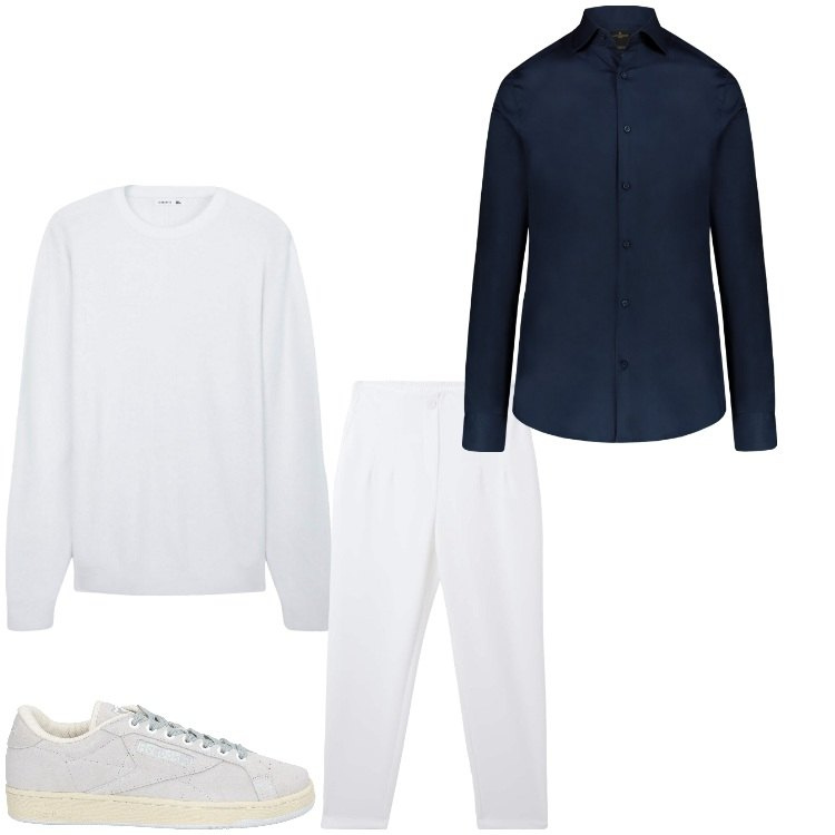 Outfit uomo - Easy lover. Stile Casual per Tutti i giorni. Abbinamento con sneakers, maglieria, pantaloni chino, camicie.